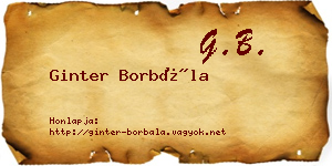 Ginter Borbála névjegykártya